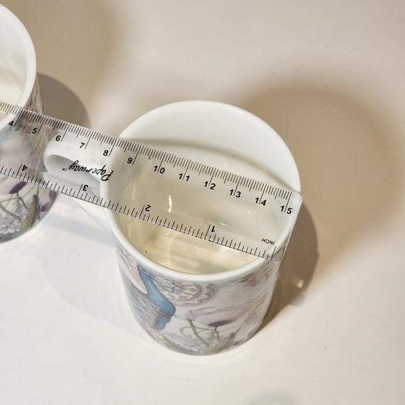 Summer River BV Copyright Porcelain Peacock Tea Mugs 10 oz Volume 4 1/4” Tall - Picture 10 of 10